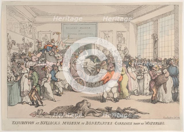 Exhibition at Bullock's Museum of Bonaparte's Carriage, Taken at Waterloo, Jan..., January 10, 1816. Creator: Thomas Rowlandson.