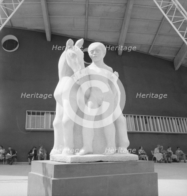 'Boy and Foal', sculpture by David McFall, Festival of Britain, South Bank, Lambeth, London, 1951. Artist: MW Parry.