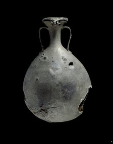 Tin-lead alloy flask with lid, XVIIIth Dynasty (c1540 BC-c1292 BC). Artist: Unknown.