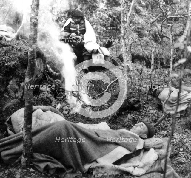 French Maquis encampment, France, 1940-1944. Artist: Unknown