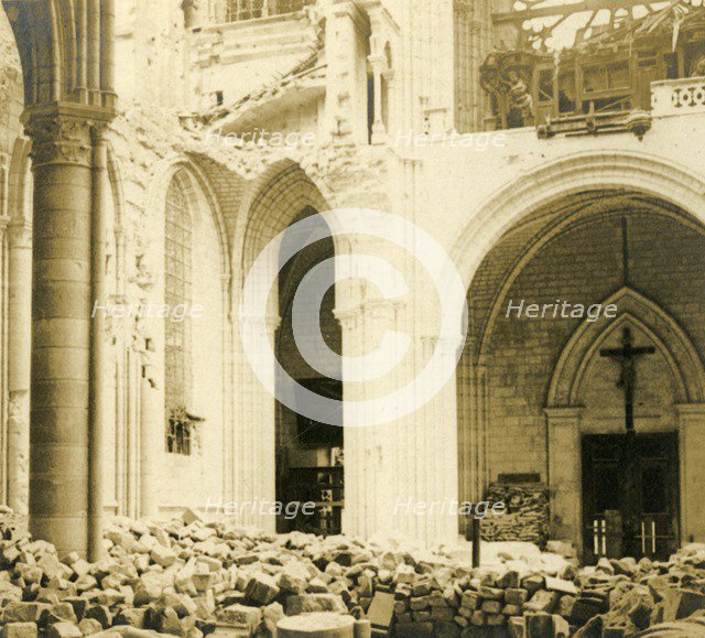 Soissons Cathedral, Soissons, northern France, c1914-c1918. Artist: Unknown.