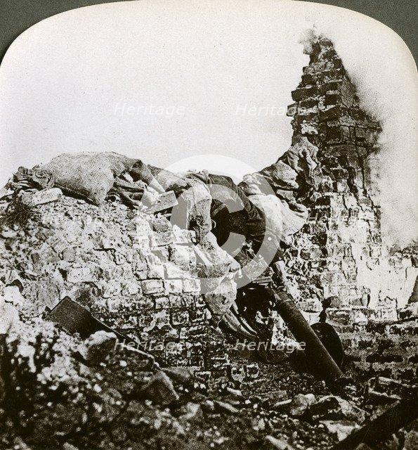 Knocked out German machine gun position, Monchy, Battle of Arras, World War I, 1917-1918.Artist: Realistic Travels Publishers