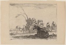 Horses in a Pasture, 1642. Creator: Stefano della Bella.