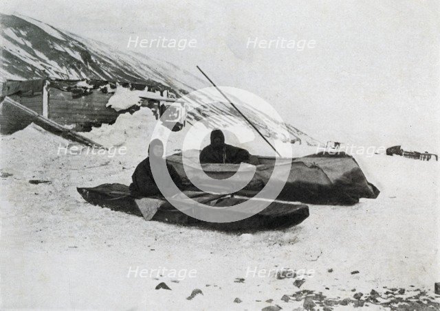 'The Two Kayaks Ashore', c1911, 1913. Artist: G Murray Levick.