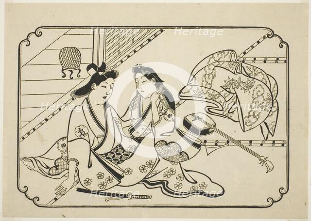 After a little music, from an untitled series of 12 erotic prints, c. 1673/81. Creator: Hishikawa Moronobu.