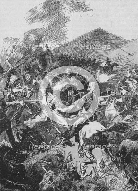 'They Plunged into the Seething Mass of Painted and Befeathered Red Men', 1902. Artist: Unknown.