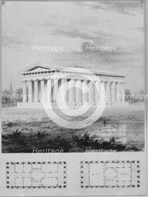 A. J. Davis, Scrapbook II [Folio P or "Blue Book"], 1825-92. Creator: Alexander Jackson Davis.