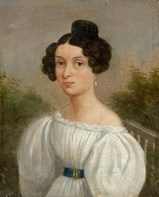 Portrait of a Young Woman in a White Dress, 1830-1840. Creators: Unknown, Jozef Czauczik.