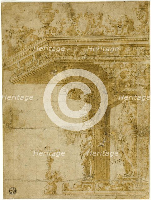 Design for Tomb with Canopy, c. 1550. Creator: Marco Marchetti.