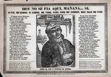 Popular engraving with the slogan 'Hoy no se fía aquí, mañana… Sí' (We don't lend on credit today…