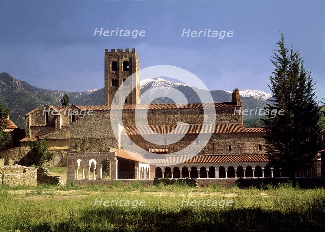 Overview of the Benedictine monastery of Sant Miquel de Cuixa, building founded in the ninth cent…