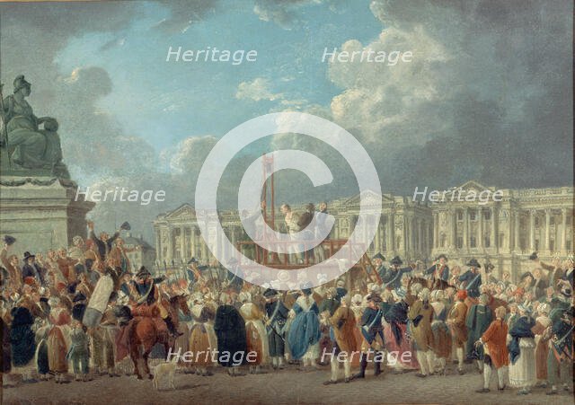 An execution on the Place de la Révolution, c. 1793. Creator: Demachy, Pierre-Antoine (1723-1807).