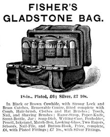 Advertisement for Fisher’s Gladstone Bag, 1890. Creator: Unknown.