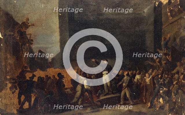 Alphonse Baudin (1811-1851) at the barricade of Faubourg Saint-Antoine, December 3, 1851.  Creator: Unknown.