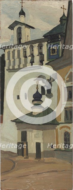 Bell Tower in the Pskovo-Pechersky Monastery.