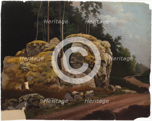 Landscape Study, Mossy Rocks at Roadside. Creator: Magnus von Wright.