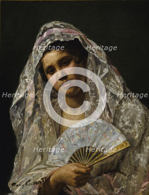Spanish Dancer Wearing a Lace Mantilla, 1873. Creator: Mary Cassatt.