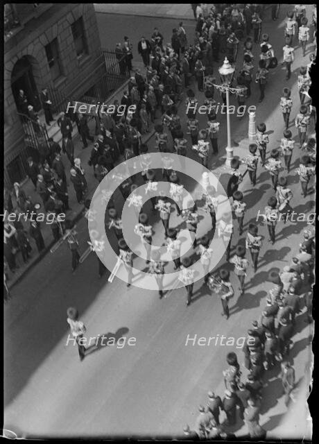 Funeral procession of a serviceman awarded the Victoria Cross, London, early 1930s. Creator: Charles William  Prickett.