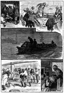 American Fisheries: shad-fishing on the Delaware, 1883. Creator: T. S. Bayley.