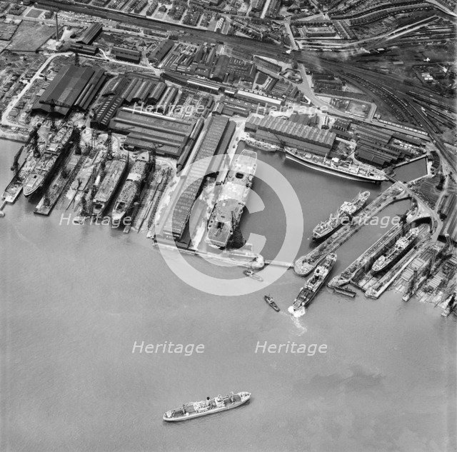 Cammell Laird Shipbuilding and Engineering Works, Birkenhead, Merseyside, 1950. Artist: Aerofilms.