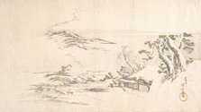 A Snow-clad Landscape with Gray Clouds, ca. 1800. Creator: Hokusai.