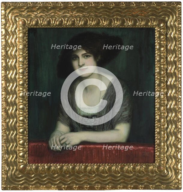 Mary with a dark hat, c. 1916. Creator: Stuck, Franz, Ritter von (1863-1928).