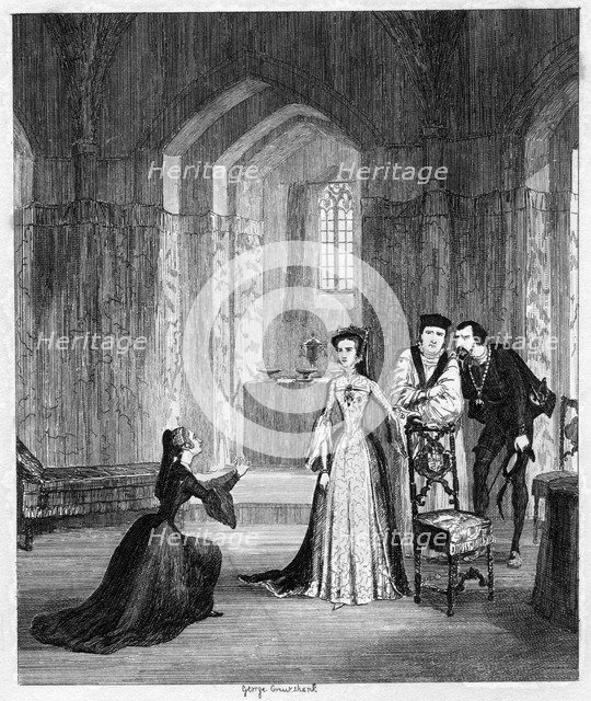 Lady Jane Grey imploring Queen Mary to spare her husband's life, 1554 (1840).Artist: George Cruikshank