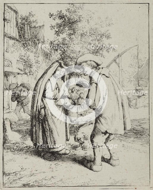 Man and woman talking, 1650? Creator: Adriaen van Ostade.