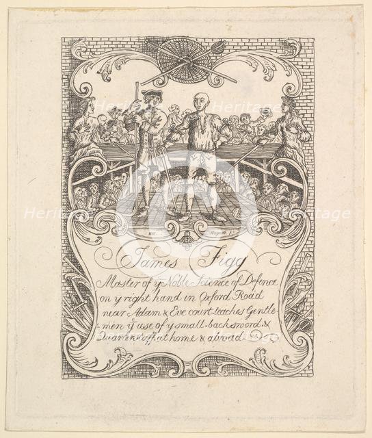 Trade card for James Figg, 1790s. Creator: Unknown.
