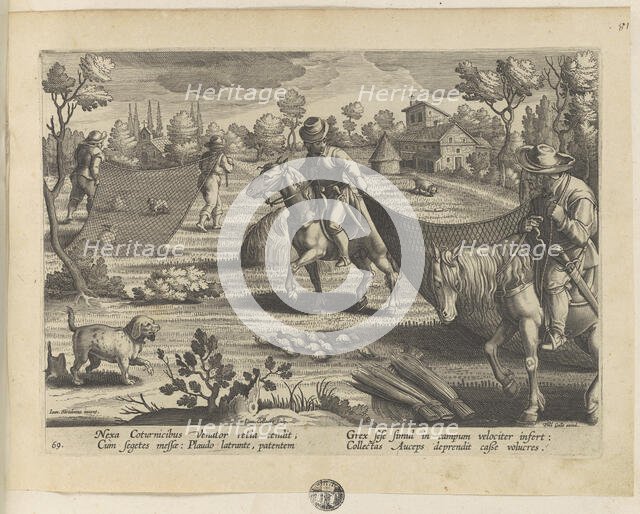 Venationes ferarum, avium, piscium (Hunts of wild animals, birds and fish). Plate 69, 1596. Creator: Hans Collaert the Younger.