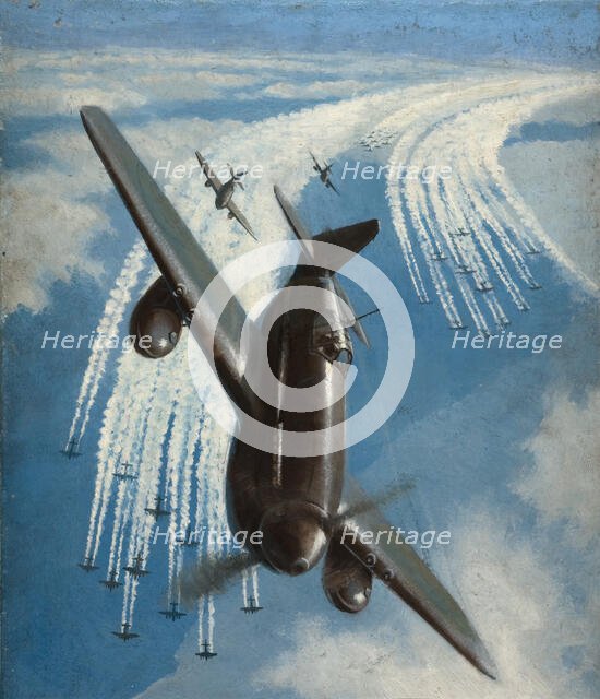 Fighter aircraft escort, between 1939 and 1946. Creators: Central Office of Information, Roy Anthony Nockolds.