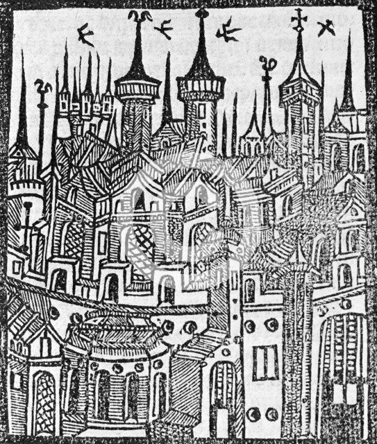 Woodcut from The Chronicle of Englonde, 1497. Artist: Wynkyn de Worde