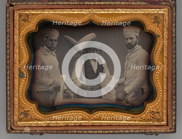 Untitled (Portrait of Three Standing Men), 1858. Creator: Unknown.