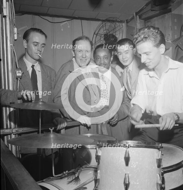 Portrait of Harry Lim, Yannich Bruynoche, and Joe Thomas, Pied Piper, New York, N.Y., 1946. Creator: William Paul Gottlieb.