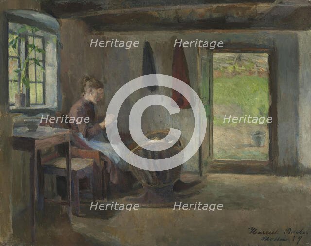 Farmhouse Interior, Skotta, Bærum, 1887. Creator: Harriet Backer.