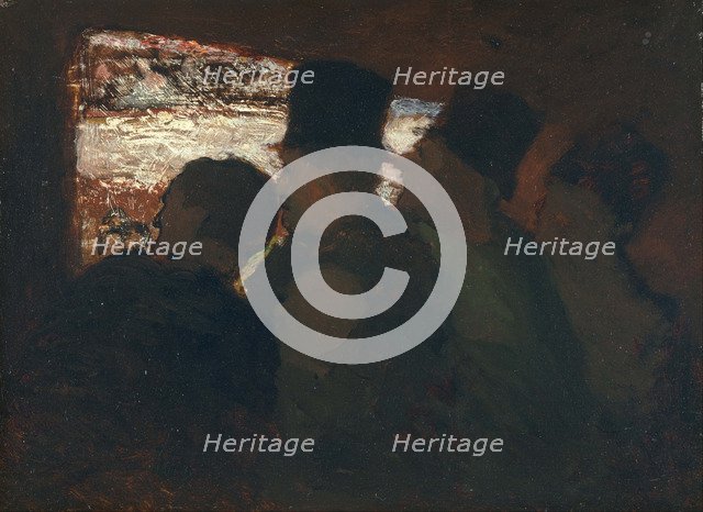 Parterre (Theater audience), c. 1858. Artist: Daumier, Honoré (1808-1879)