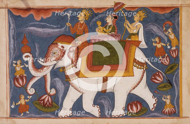 Indra Conveying Jina Rishabhanatha (Adinatha) on Airavata..., between c1800 and c1825. Creator: Unknown.