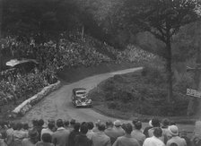 Ford V8 saloon competing in the Shelsley Walsh Hillclimb, Worcestershire, 1935. Artist: Bill Brunell.