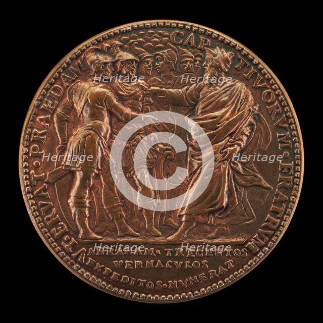 Abraham and His Captains Met by Melchizedek [reverse], 1582. Creator: Unknown.