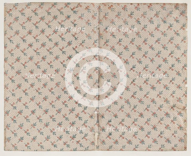 Sheet with dot grid pattern with bouquets, 19th century. Creator: Anon.