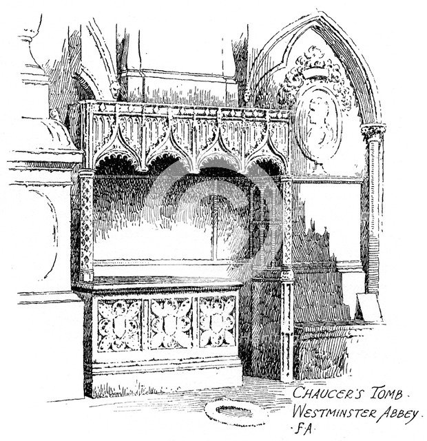 Chaucer's tomb, Westminster Abbey, London, 1912.Artist: Frederick Adcock