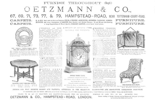 Oetzmann & Co., furniture, 1883.  Creator: Unknown.