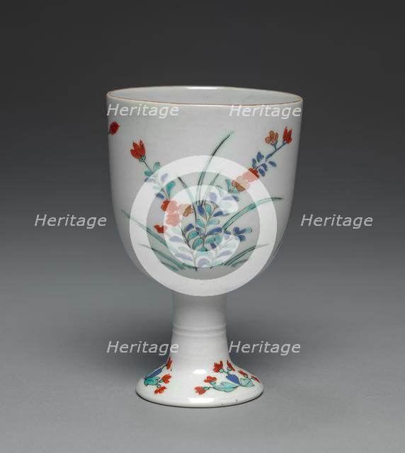 Goblet with Three Sprigs of Flowers: Ko Imari Type, c. 1700. Creator: Unknown.