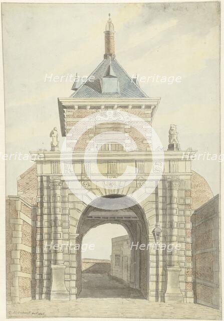 View of the ancient Vriesche Poort in Alkmaar, from the front, 1802. Creator: Jacobus Andreas Crescent.