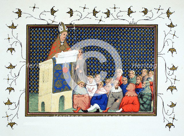 The Archbishop of Canterbury preaching to the English nobility against Richard II, 19th century (col