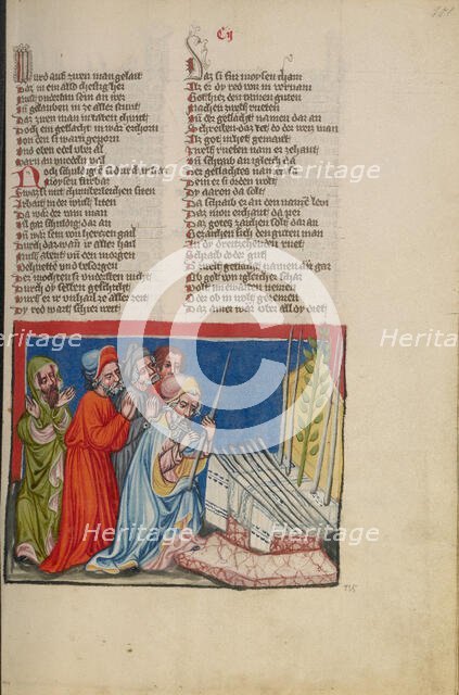 Aaron's Flourishing Staff; Weltchronik, about 1400-1410. Creator: Unknown.