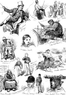 Sketches of Irish character in Dublin, 1881. Creator: Joseph Swain.