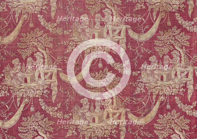 Children and Pets (Furnishing Fabric), Normandie, 1800/1820. Creator: Unknown.