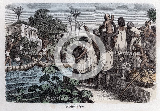 Ancient History. Egypt. Water games. German engraving, 1865.