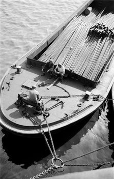Thames bargemen on their barge, c1945-c1965. Artist: SW Rawlings